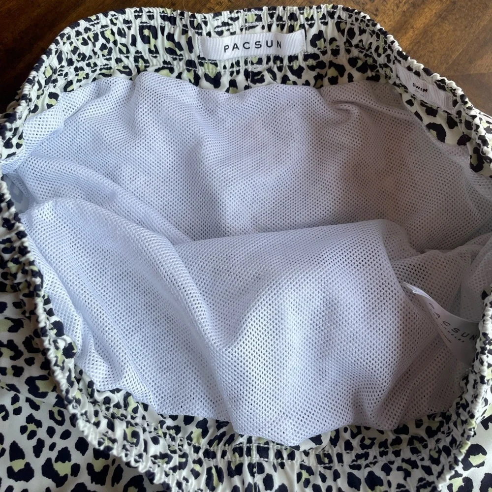 PacSun Black and White Animal Print Swim Trunks - Picture 4 of 6
